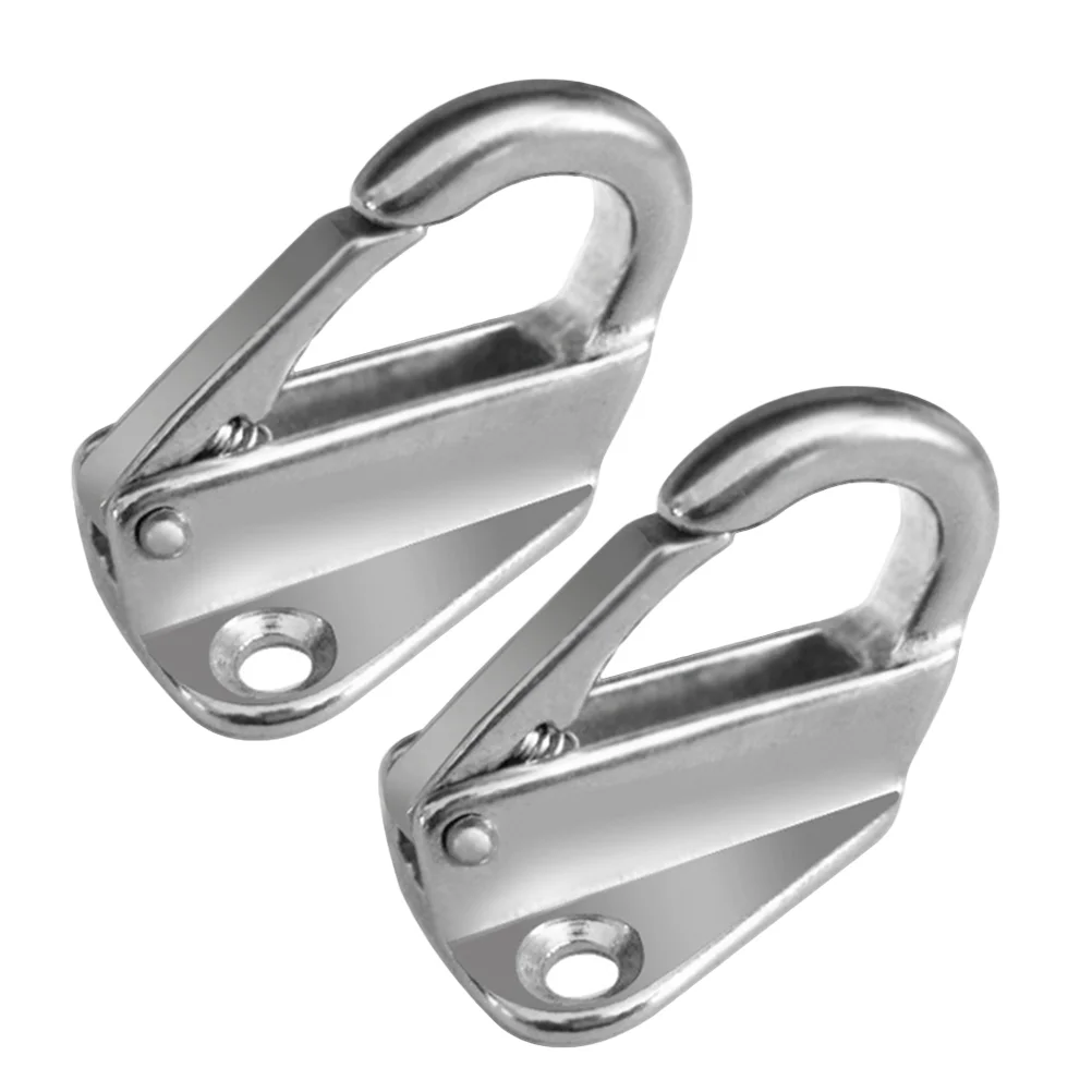 

2pcs Marine Grade Stainless Steel Spring Hook Snap Attach Rope Boat Sail Tug Ship Marine (Silver)