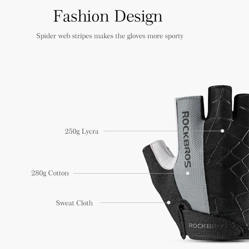ROCKBROS Cycling Gloves Half Finger Shockproof Breathable Gloves MTB Mountain Bicycle Sports Gloves Men Women Cycling Equipment 4