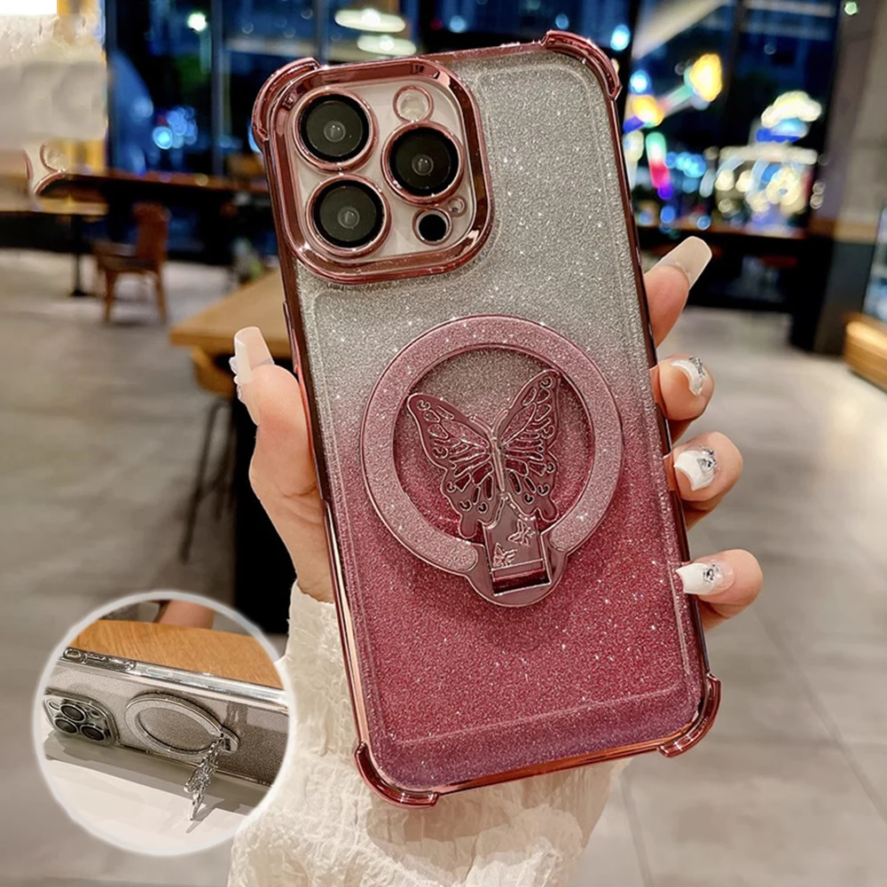Butterfly Bracket Plating Glitter Shockproof Phone Case