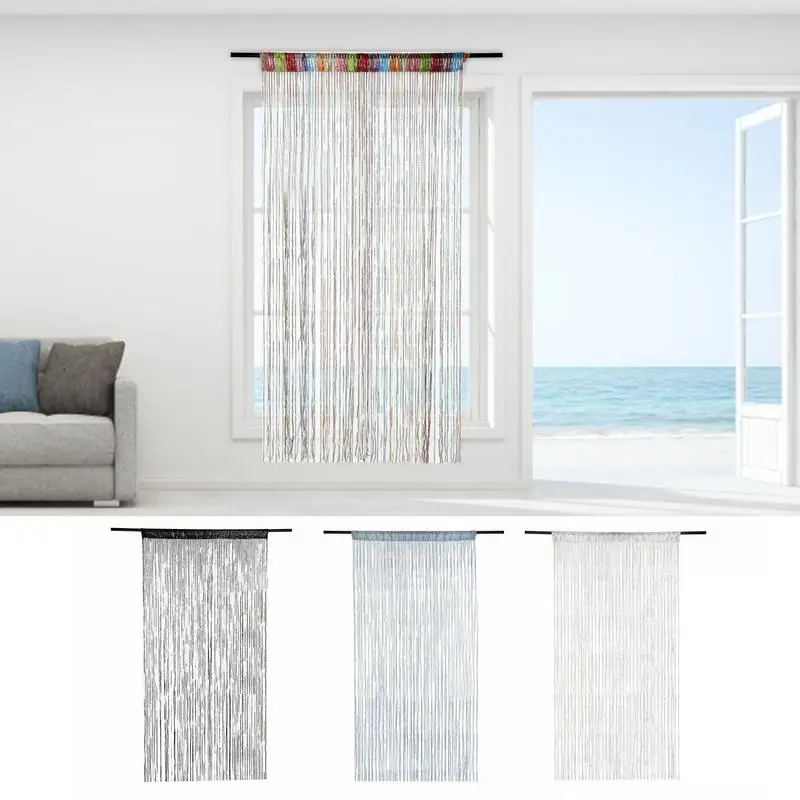 Tassel Glitter Door String Curtain Silver Ribbon Shiny Tassel Flash Line Curtain Valance For Window Room Home Decoration