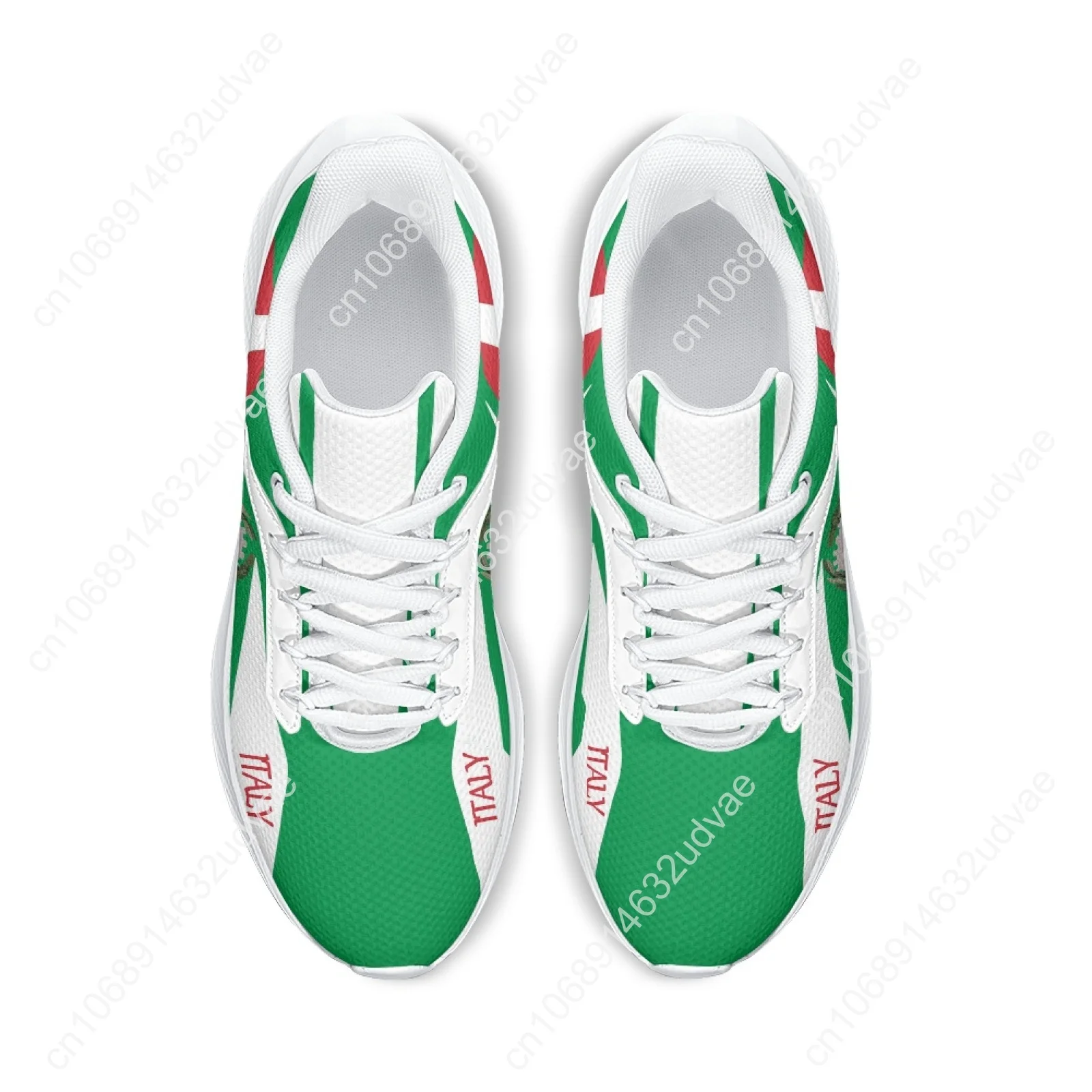 Green White Women's Sneakers Italy Flag Design Brand Summer Sneakers Lightweight Lace Up Casual Walking Shoes Flats