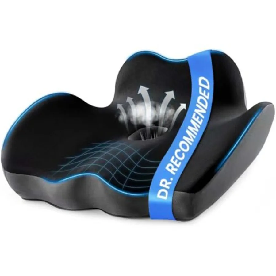 Premium Orthopedic Seat CushionX Large Breathable Office Chair Cushion - Enhanced Hip and Tailbone Support Pressure Relief Scia