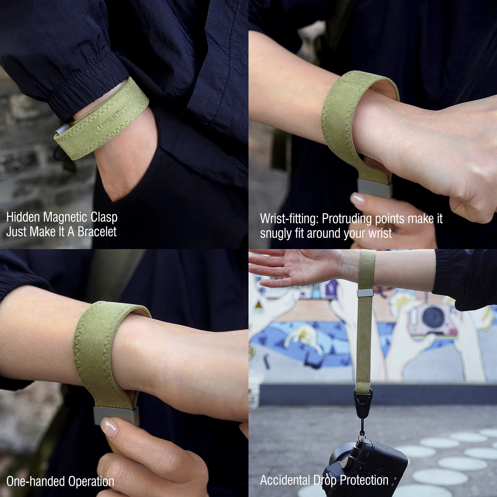 Manbily Magnetic Quick Release Camera Wrist Strap - Hand Strap For DSLR & Mirrorless Cameras