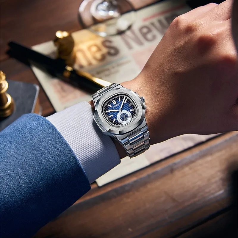 Top Brand Fashion Men's Stainless Steel Watches Luxury Quartz Wristwatch Clock Men Business Casual Watch Relogio Masculino