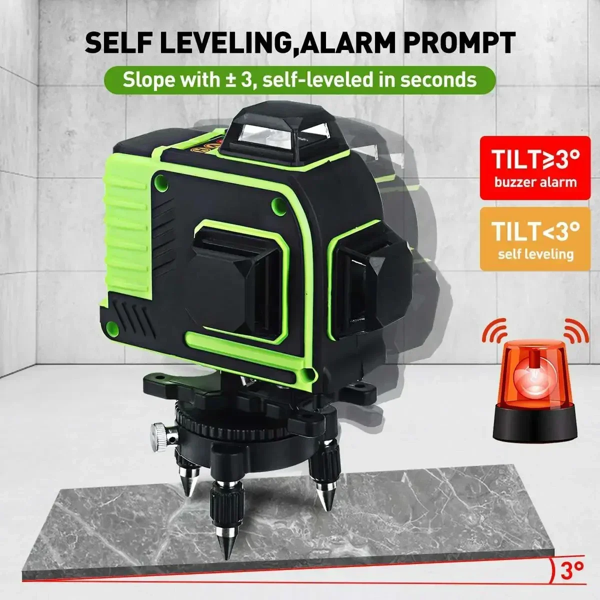 4D16 Lines Green Light Advanced Laser Level Optical Instruments Vertical and Horizontal Site Measuring Laser Instrument Inclined