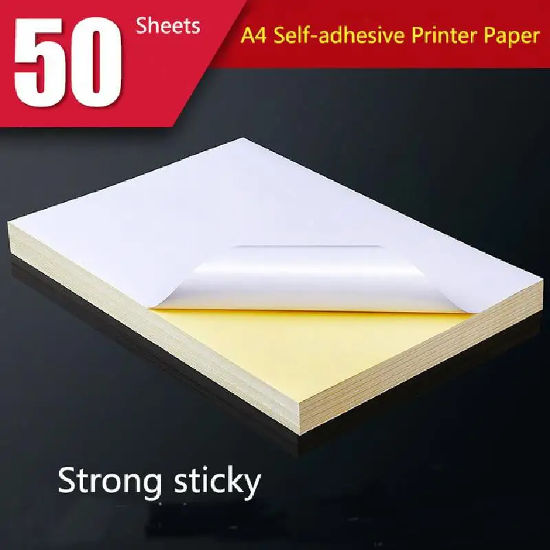50 A4 Self-adhesive Stickers Label Matte Surface Paper Laser Inkjet Printer Copier Self Adhesive Self-adhesive Printing Paper