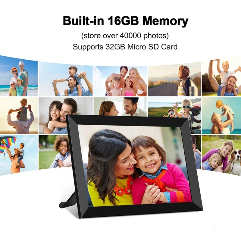 10.1인치 스마트 WiFi 디지털 사진 프레임 1280X800 IPS LCD 터치 스크린, 자동 회전 세로 및 가로 모드 - 미국 플러그-A32R