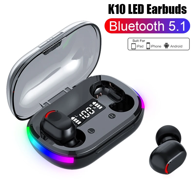 K10 Tws Air Pro Fone Auricolari Bluetooth Cuffie Wireless Per Xiaomi Led Display Auricolari Con Microfono Auricolare Bluetooth Wireless