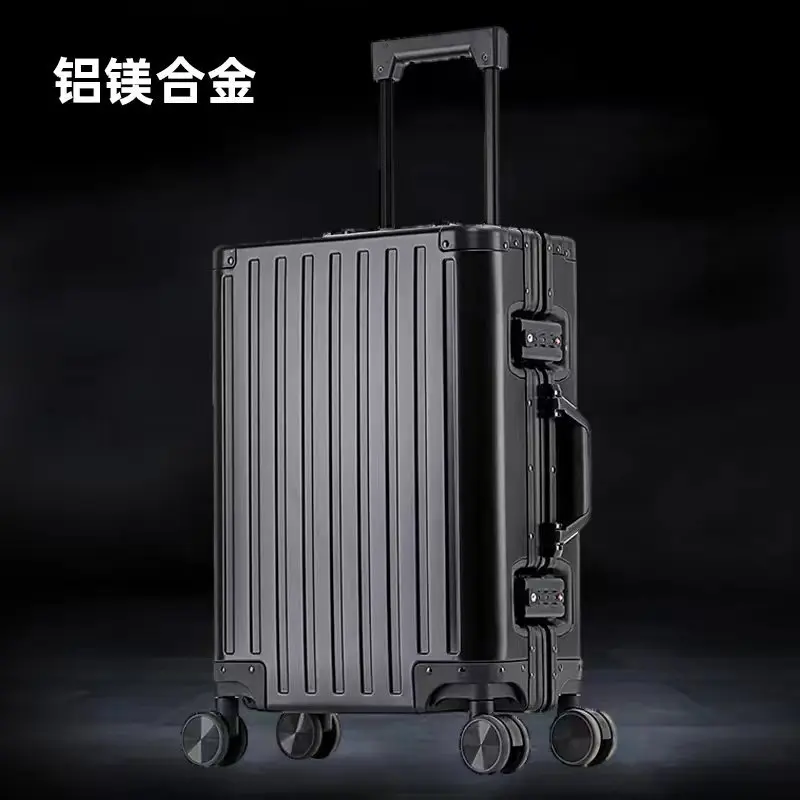 PLUENLI All-Aluminum Magnesium Alloy Luggage Men's and Women's Aluminum Frame Universal Wheel Trolley Case Boarding Travel Metal