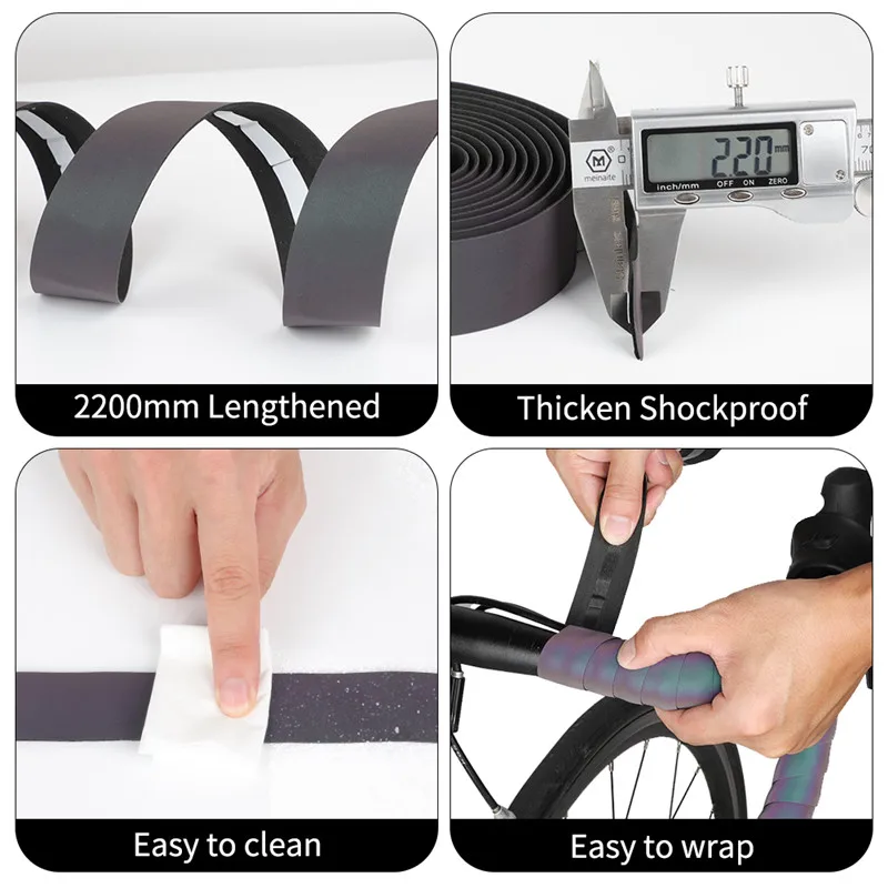 Bike Handlebar Tape WEST BIKING Bicycle Handlebar Strap Reflective Discolor Anti-slip Shock-absorption Handle Strap Cycling Part bicycle handlebar strap