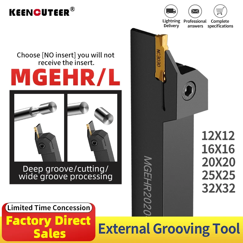 Full Series Grooving Tool Holder MGEHR1212 MGEHR1616 MGEHR MGEHR2525 Slotting Turning Tool for Carbide Grooving Insert MGMN grooving tool holder