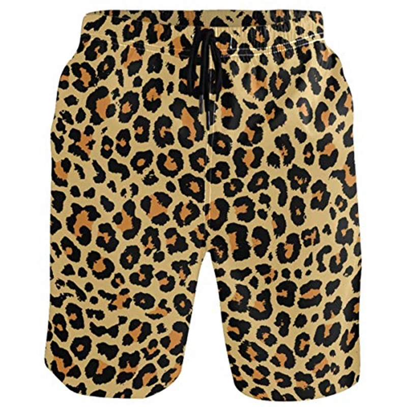 

New Men's Leopard Print Beach Shorts 3d Printed Casual Party Clothes Board Shorts Harajuku Breathable Swimsuit Homme Oversized