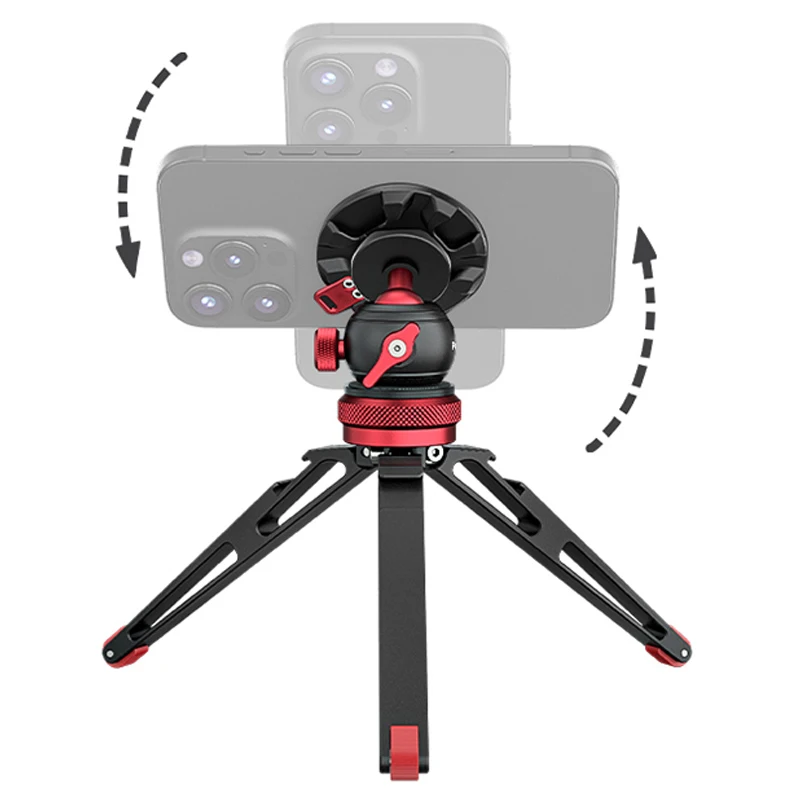 Mini Extendable Desktop Tripod Handheld Photography Bracket Stand Flexible Ballhead 1/4 Inch Screw Mount Magnetic Phone Holder
