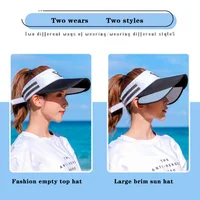 Summer Sun Hats for Women Female Sun Protection Vacation Beach Cap Outdoor Bucket Hat Retractable Long Brim Empty Top Hats New 4