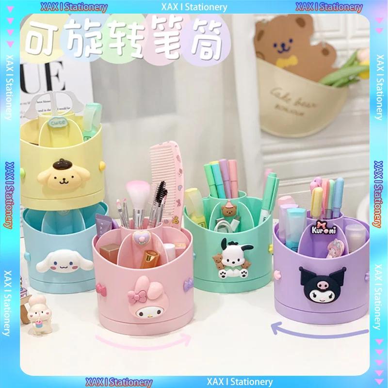 

Sanrio мультяшная ручка бочка кавайные канцелярские принадлежности классификация многофункциональная настольная вращающаяся Косметика хранилище