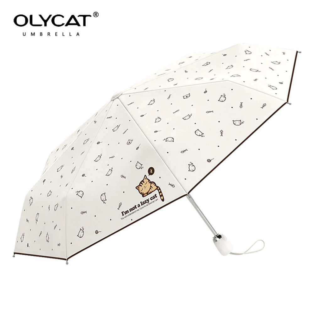 Automatic Umbrella Rain Women Lovely Cat Folding Umbrellas Windproof Black Coating Anti UV Parasol folding umbrella,automatic umbrella,sun umbrella