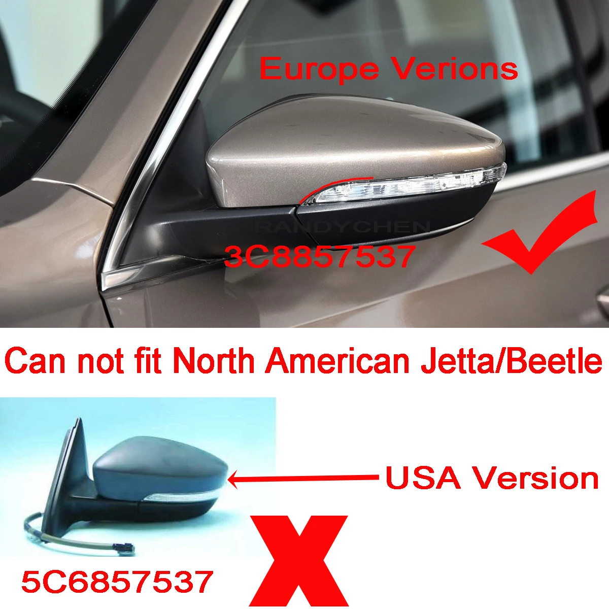 Coppia Coprispecchietti Retrovisori Per SEAT Leon Mk3 5F (2013-2019), Mk5 (2017-2020), Ateca KJ7 - Nero Lucido, ABS Con Protezione UV - 2