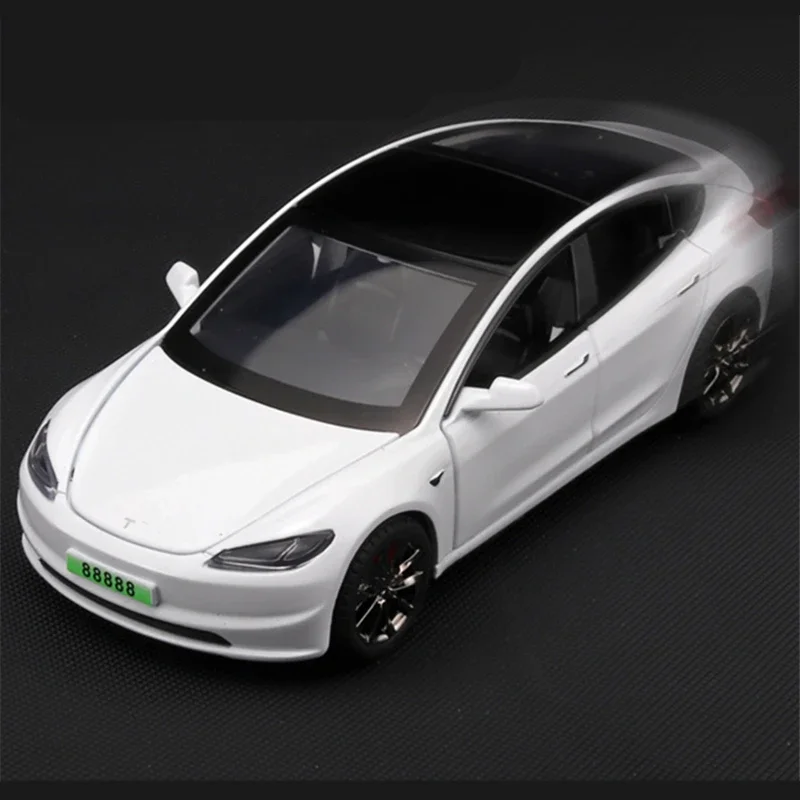 1:32 2024 TESLA Model 3 Alloy Car Model Diecast Metal Car Vehicles Model High Simulation Sound Light Collection Childrens Gift 6