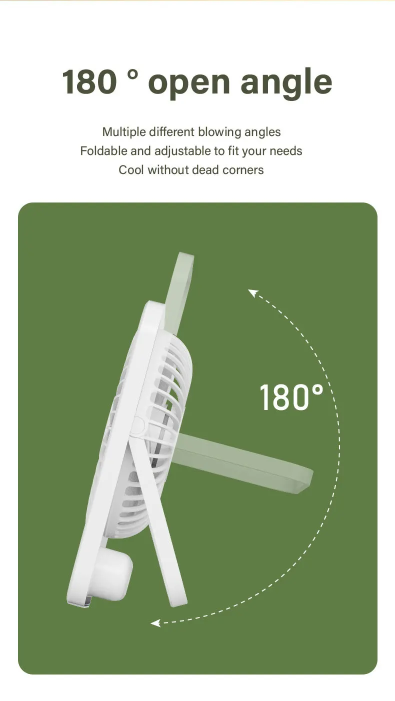 Description Picture 6 of item2025 New Portable Mini Fan USB Charging Long Life Ultra-thin Desktop Fan Large Wind Super Quiet Folding Handheld Table Fan