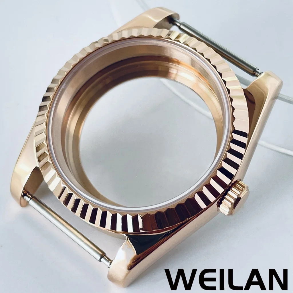 Premium Silver & Gold Waterproof Watch Case with Sapphire Crystal