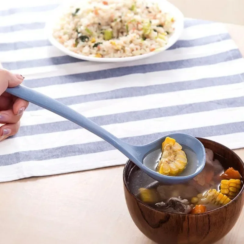 Wheat Straw Spoon Household Long Handle Congee Spoon Plastic Kitchen Utensils Thickened Large Porridge