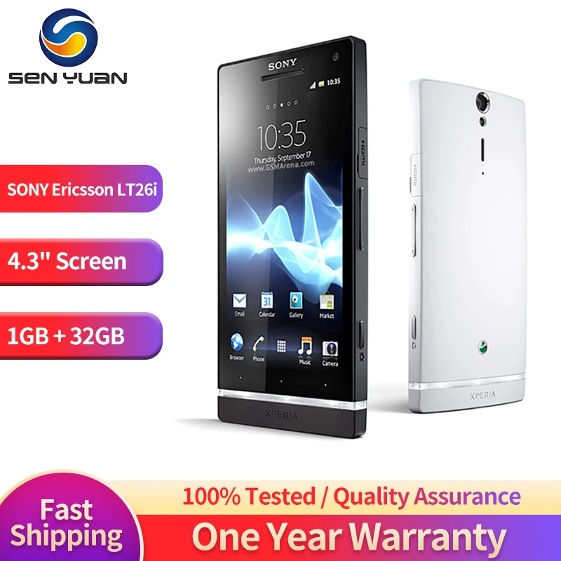 

Original Sony Ericsson Xperia S LT26i 3G Mobile Phone 4.3'' 1GB RAM 32GB ROM 12MP+1.3MP WIFI GPS Dual-Core Android SmartPhone