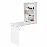 Computer Wall Mounted Folding Laptop Desk w/Multiple Storage,Modern Space-Saving 2
