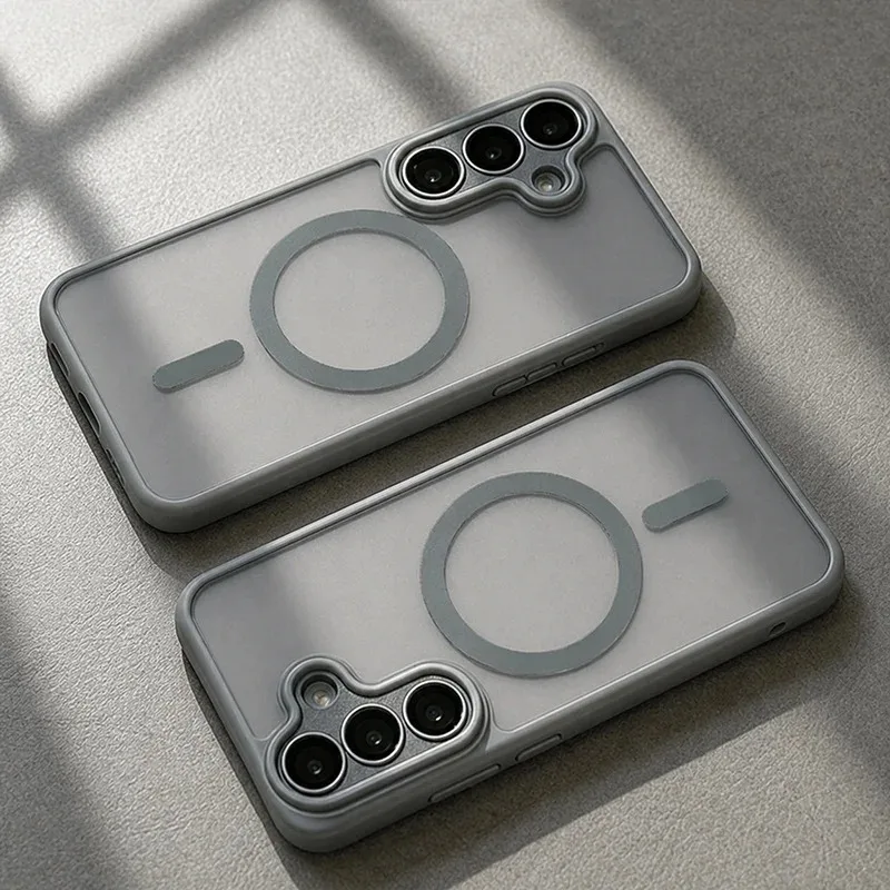 Translucent Shockproof Phone Case with Magnetic Matte Back Cover