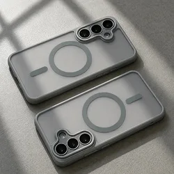 Translucent Shockproof Phone Case with Magnetic Matte Back Cover - Galaxy S26+ (Grey)