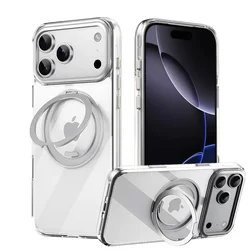 Crystal Clear Phone Case with 360° Rotatable Stand - Anti - Scratch Drop - Proof Protective Cover - iPhone 17 Pro (Clear)