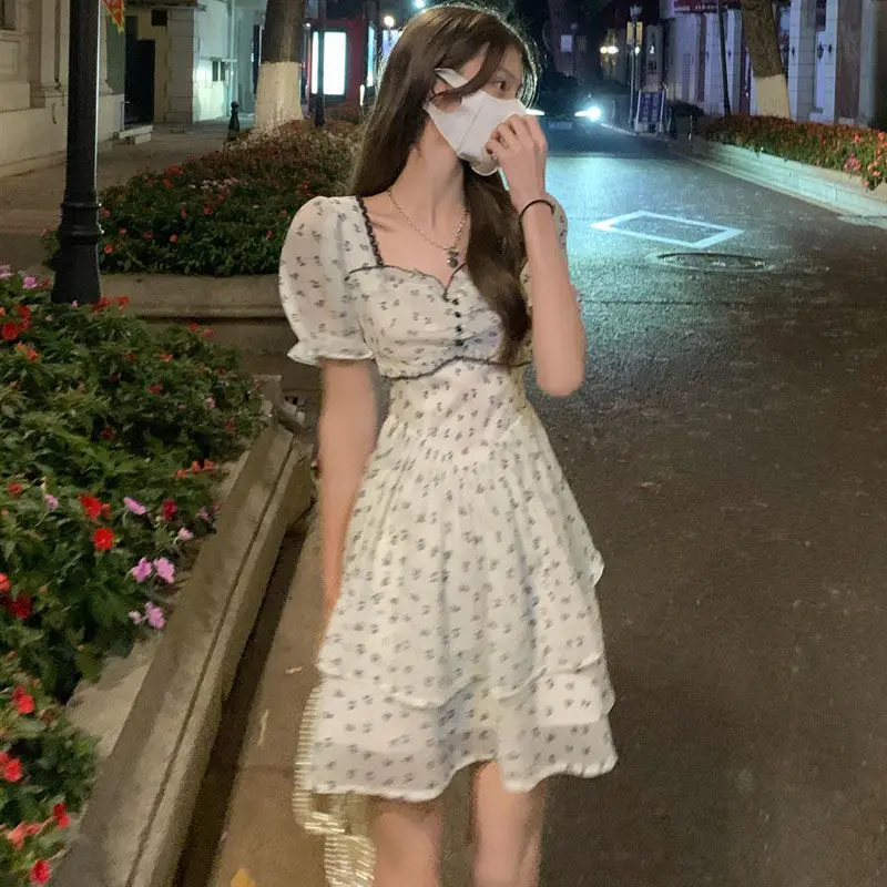 Dresses Women Back-bow Design Summer Vintage Romantic Casual