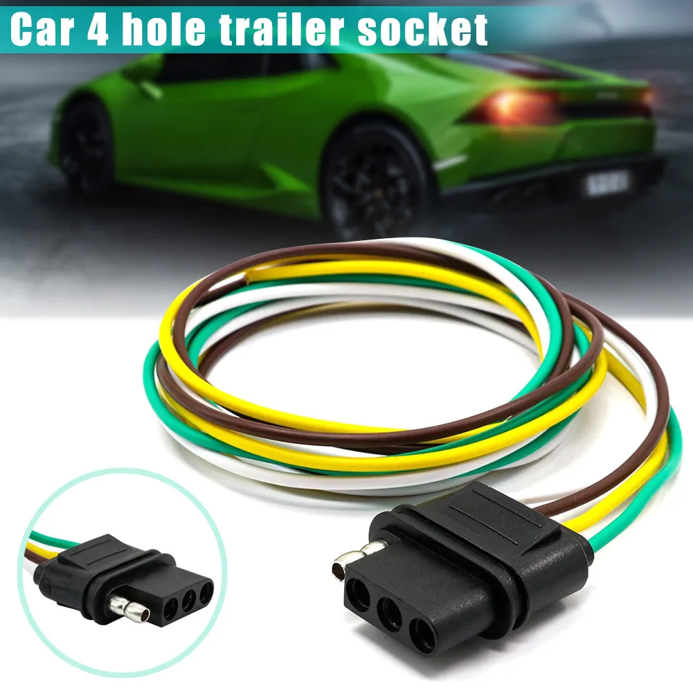 

4 Pin Flat Trailer Wire Harness Extension Connector Socket 36 Inch Cable End Connector Trailer Plug Connector
