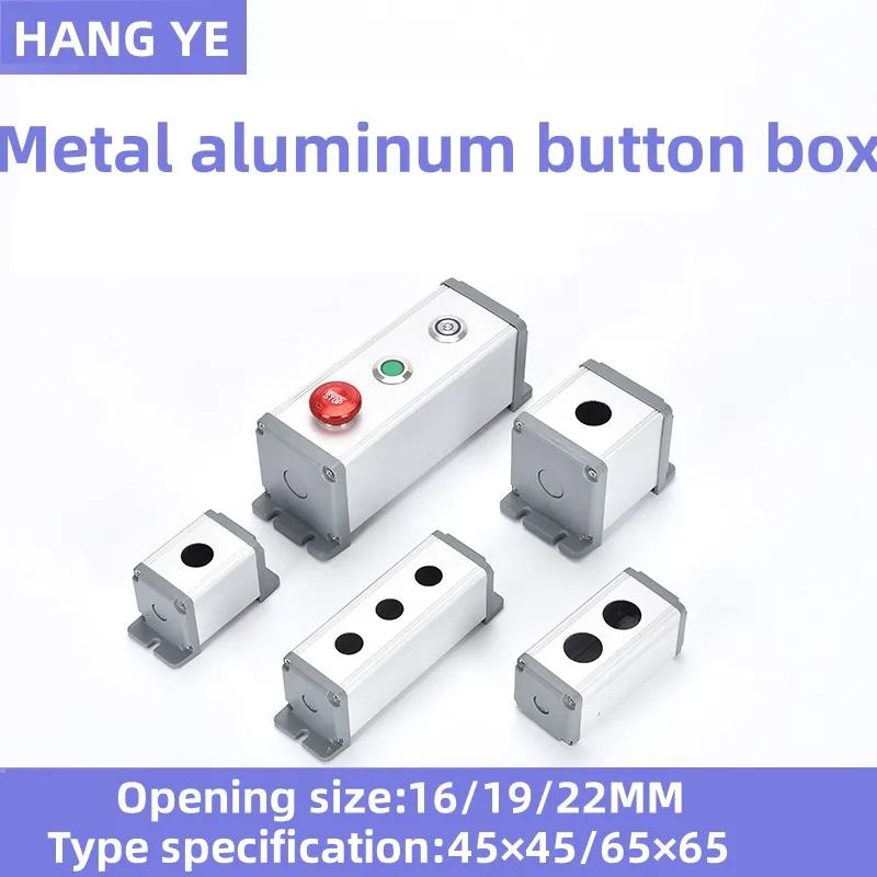 

Metal Aluminum Button Box Industrial Household Waterproof Control Switch Box 16mm 19mm 22mm 1/2/3/4 /5 Holes 45*45mm 65*65mm