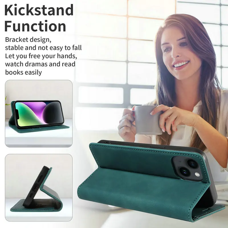 Luxury Magnetic Wallet Leather Phone Case with 360° Protection and Holder
