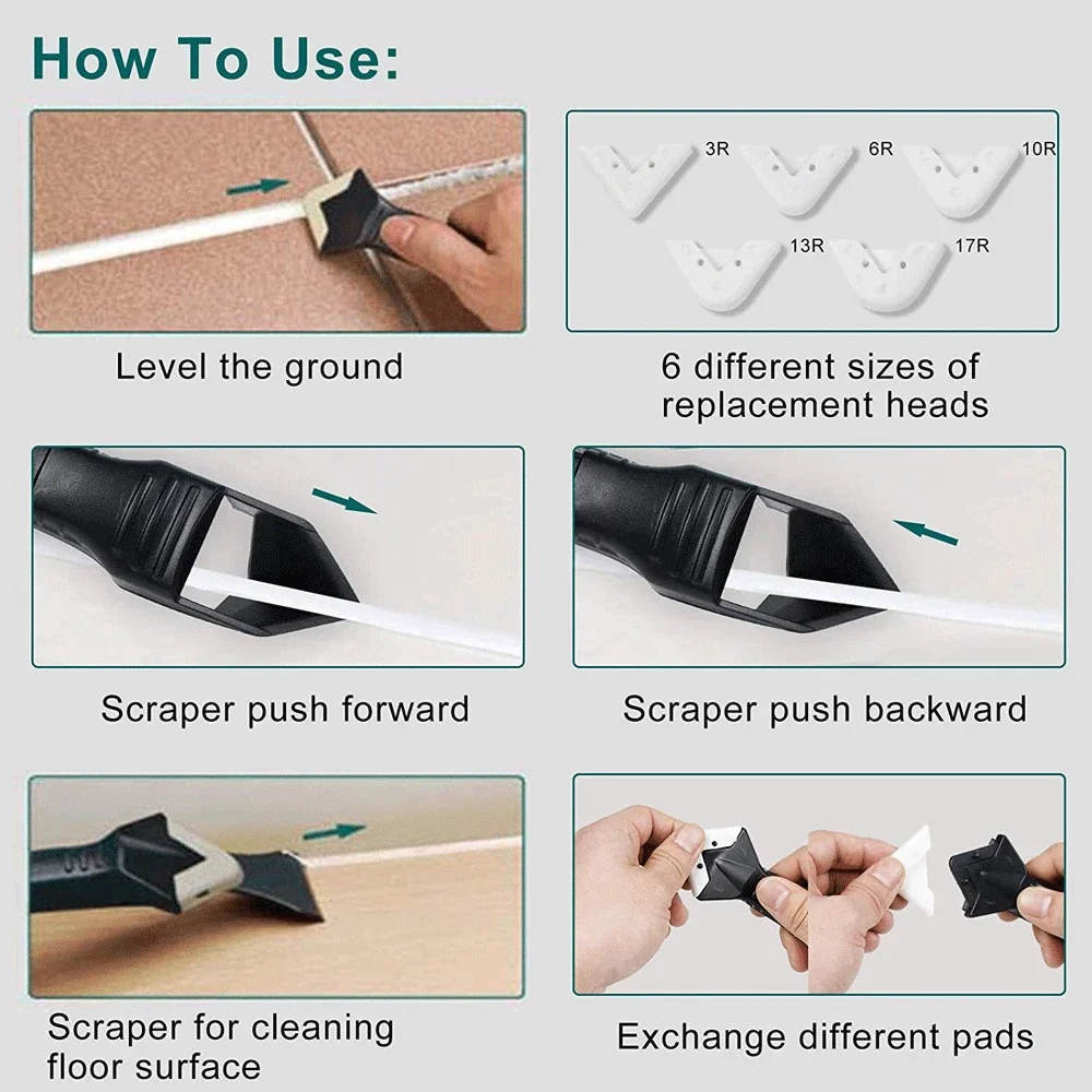 Silicone Scraper 5in1 Silicone Scraper Remover Caulk Finisher Sealant Nozzle Scraper Sets Multifunctional Grout Remover Spatula Caulking Tool