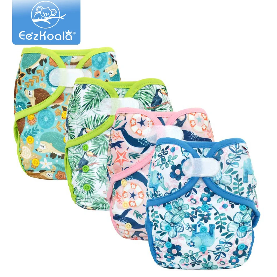 Waterproof Cloth Diapers EezKoala Eco-friendly Cloth Diaper Cover Baby Washable Diaper Waterproof Baby Nappy Reusable Adjustable Pocket Hook&Loop