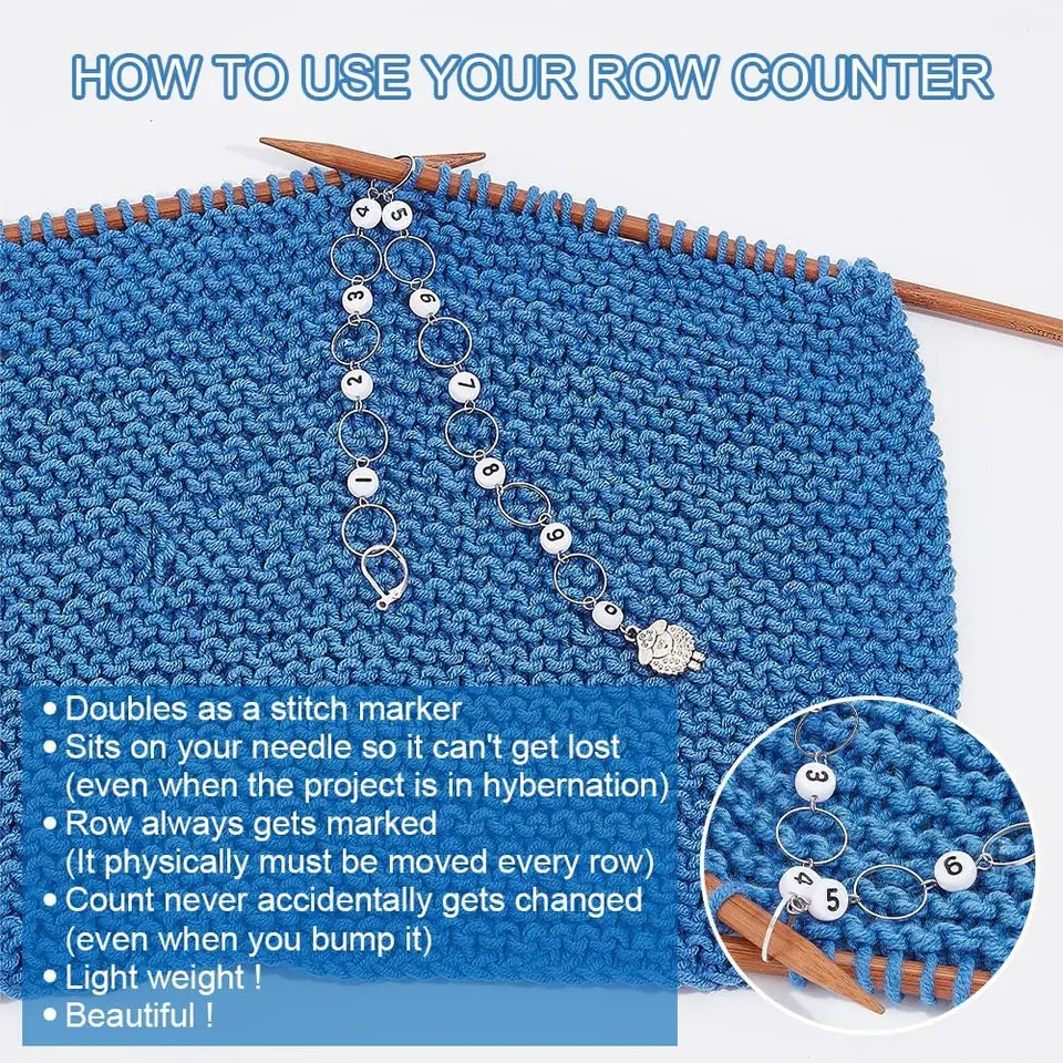 Knitting Row Counter Chains & Cat Stitch Markers - Crochet Progress Tracking Set