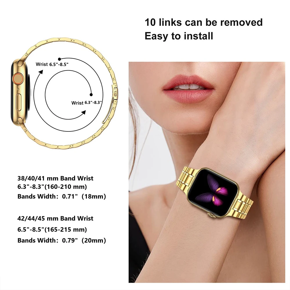 Premium Stainless Steel Watch Strap with Soft TPU Case