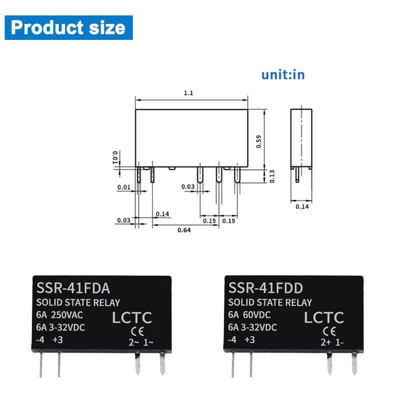 รูปสินค้า รีเลย์ SSR ควบคุมไฟฟ้า DC 3-32V 6A ตัวเล็ก ปลอดภัย
