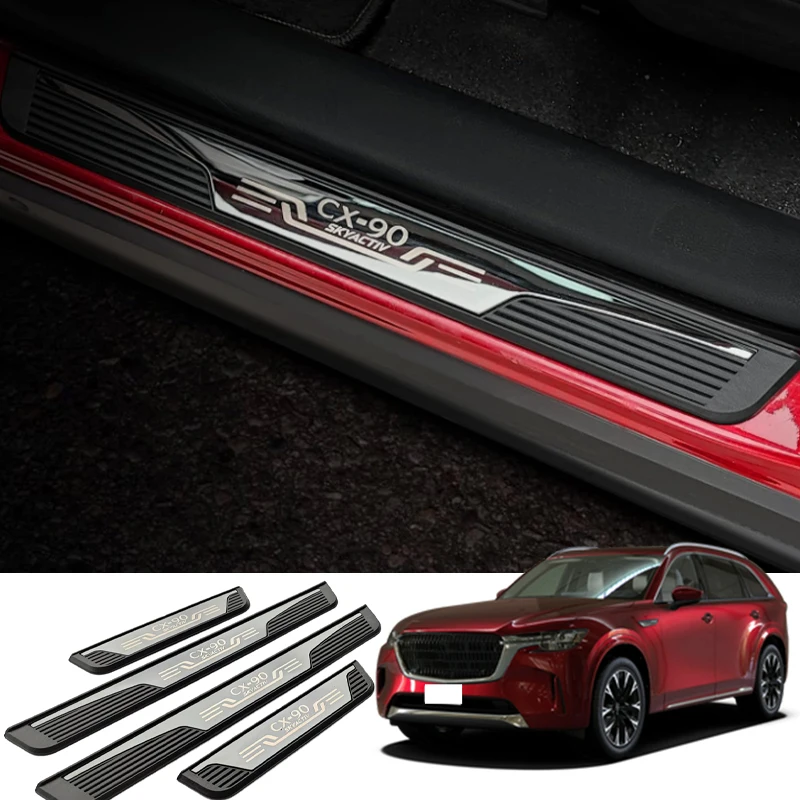 

Car Door Sill For Mazda CX90 CX-90 2022 Scuff Plate Protector Auto Stickers Cover Threshold Styling Trim Accessories 2023 2024