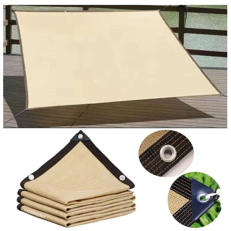 90% Shading HDPE Beige Sunshade Net Garden Plant Shed Shading Sail UV Protection Outdoor Pergola Sun Cover Swimming Pool Awning