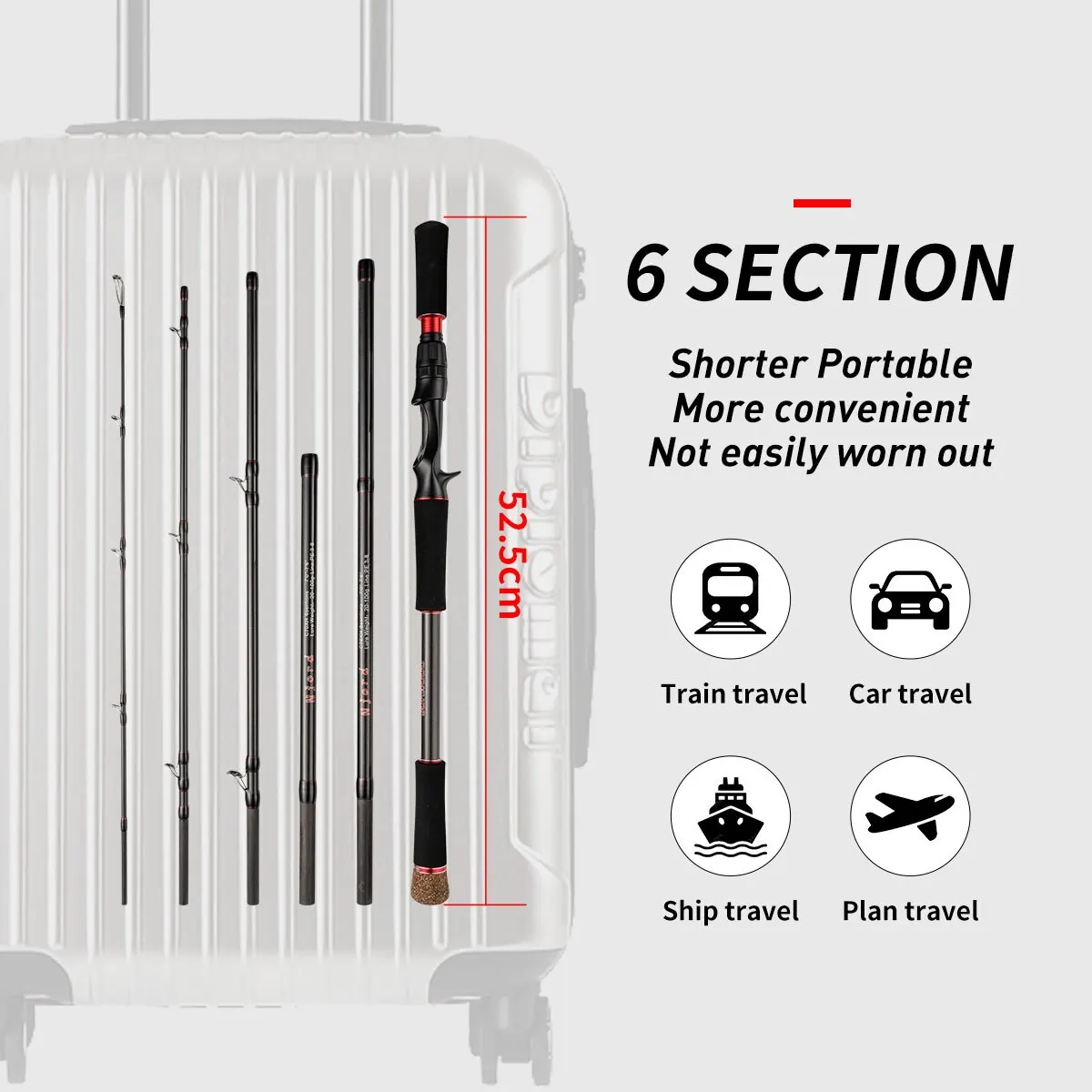 カーボンファイバー製の超軽量スピニングフィッシングロッド,軽量,旅行