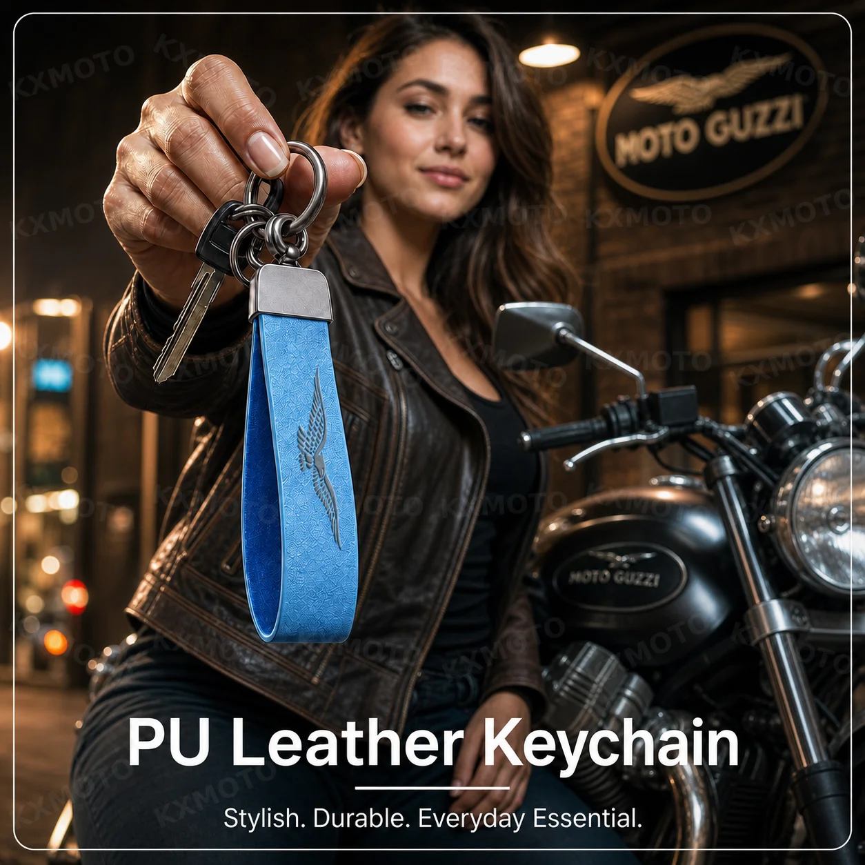 Luxury PU Leather Motorcycle Keychain