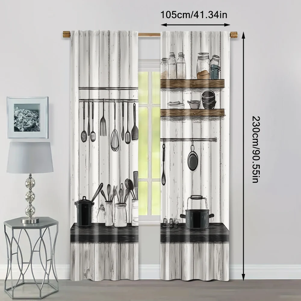 2pcs, Curtains&Window Treatment 2D print Kitchen Rules Farm Machine Washable Fabric (without rod) Decorations For Home Perfect 4