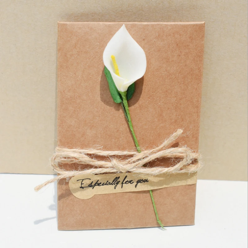 Kraft Paper Thanksgiving Greeting Card with Dried Flower and Envelope