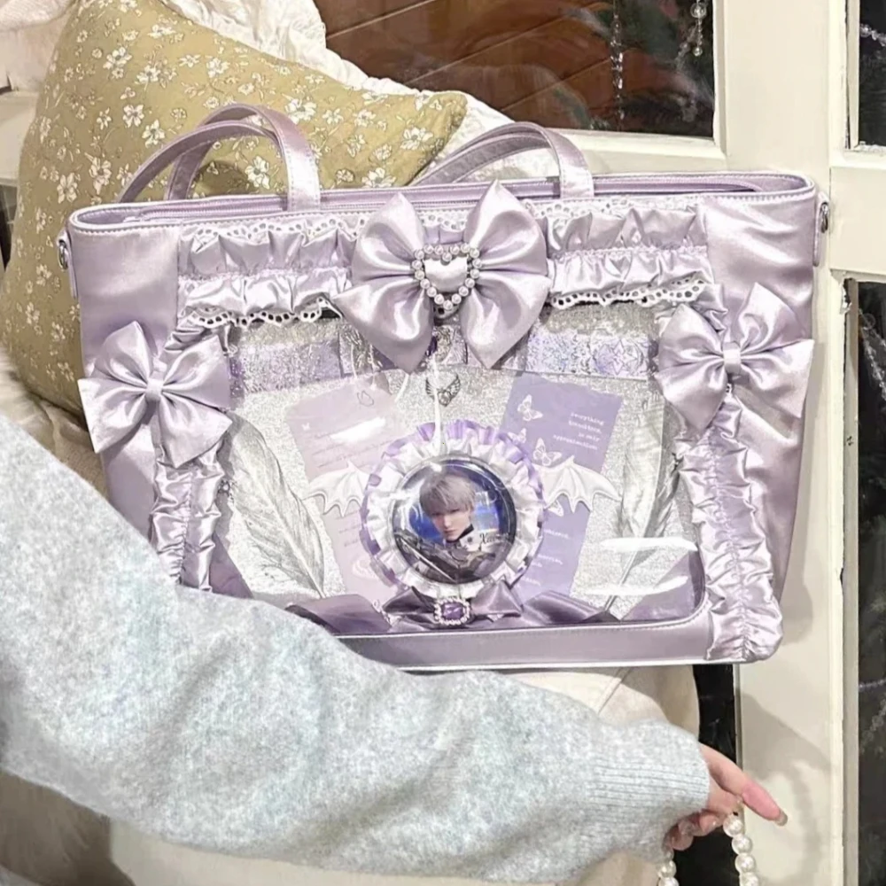 Chic Ulzzang Lace Bow Ribbon Tote - Stylish Shoulder Bag