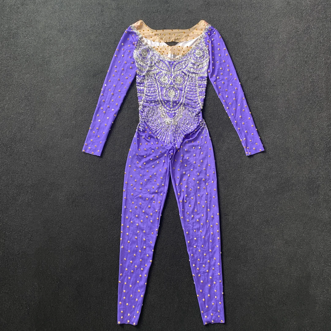 

Женский стрейчевый комбинезон Стразы для вечеринки в честь Дня рождения женский танцевальный костюм для выступлений клуба бара