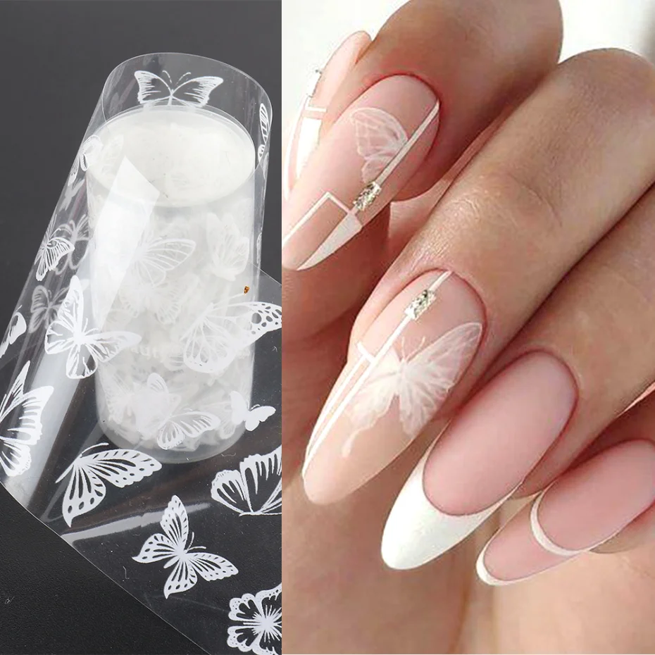 10 Roll 100x4cm Nail Foils Butterfly Series Nail Art Transfer Foil Decal Starry Paper Holographic Nails Stickers Decor NF1797 nail stickers nail art decoration nail decals