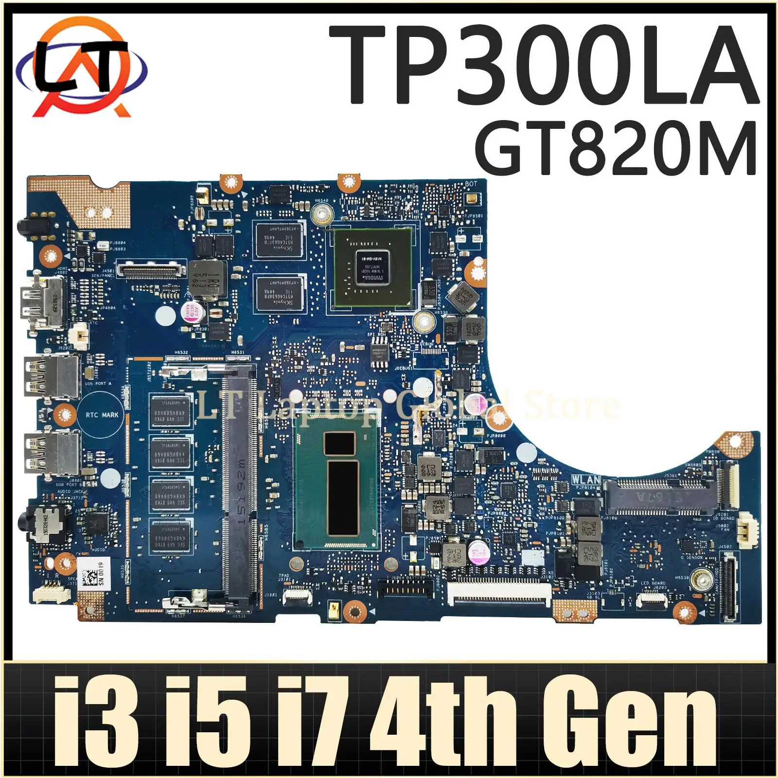 Placa-mãe do Portátil para Asus Tp300la Tp300l Tp300ld Tp300lj Q302l Q302la i3 i5 i7 4o Processador Central da Geração 4gb Ram Uma Gt820m