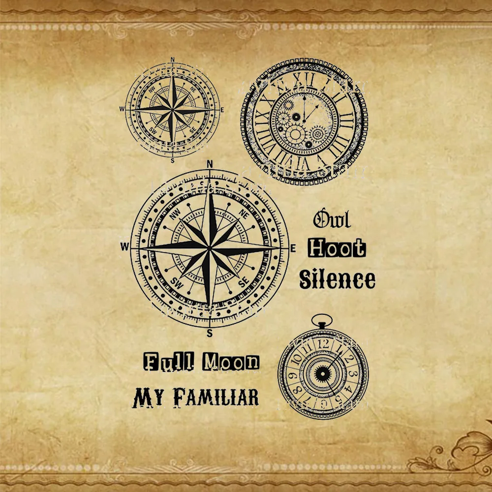 

Compass 2024 Clear Stamps for DIY Craft Making Greeting Card Scrapbooking Photo Album Decorative Sheets Rubber Seal Stamp